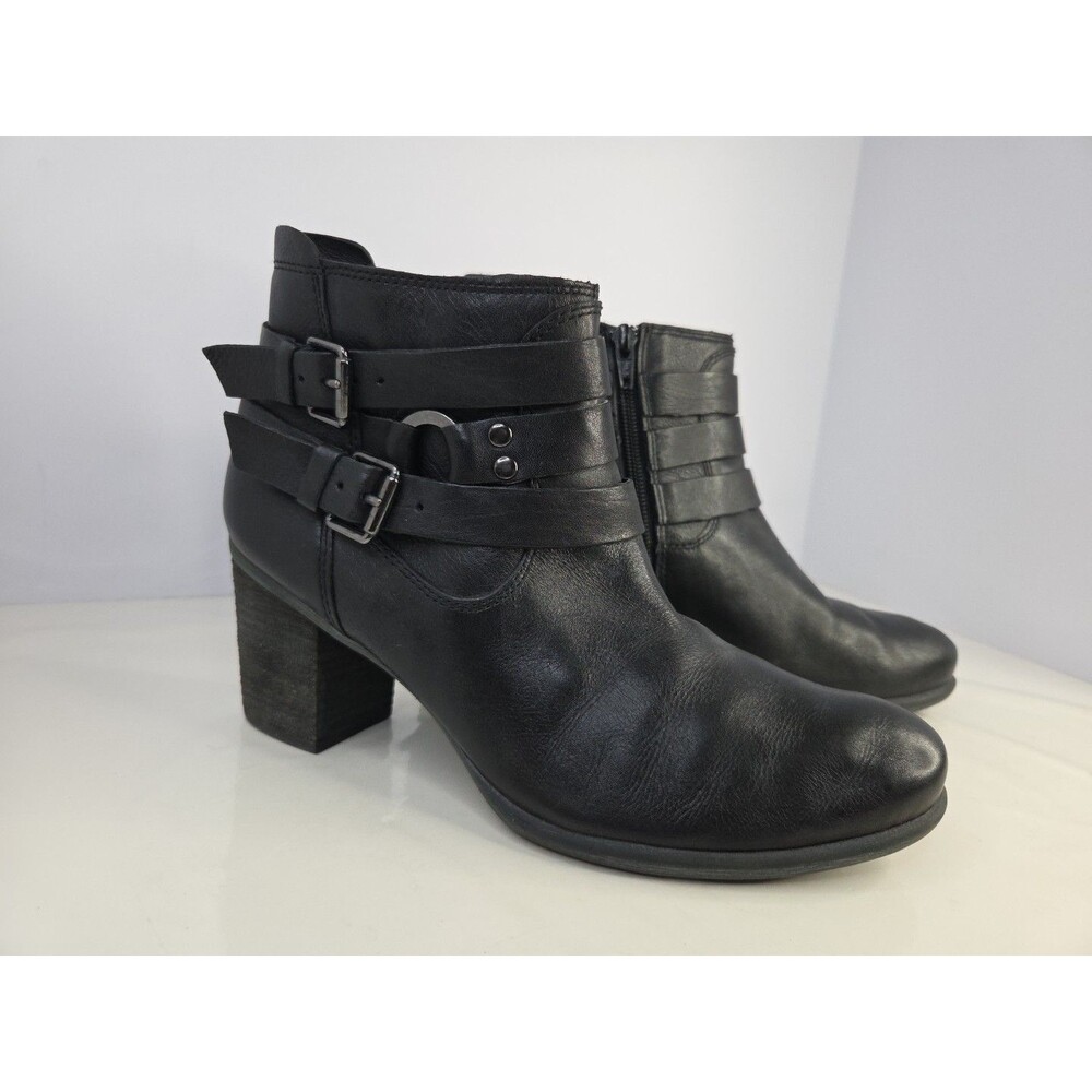 Josef Seibel Brittany Womens Black Leather Buckle Straps Zip Bootie Size US 8.5